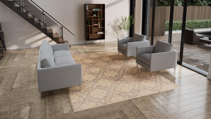 Beige Traditional Silk Rug - 8'10" x 11'9"