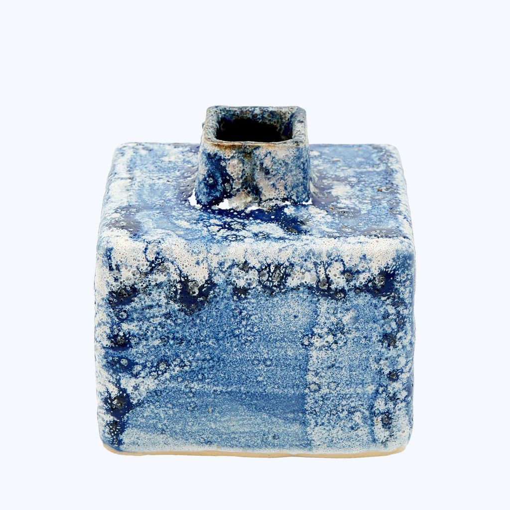 Ash Cloud Small Square Vase, Deep Blue