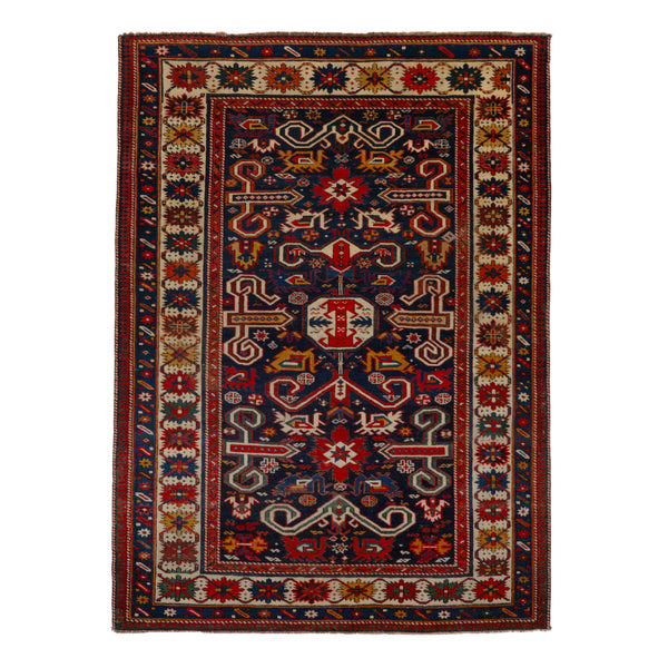 Blue Vintage Traditional Wool Rug - 3'11" x 5'1"