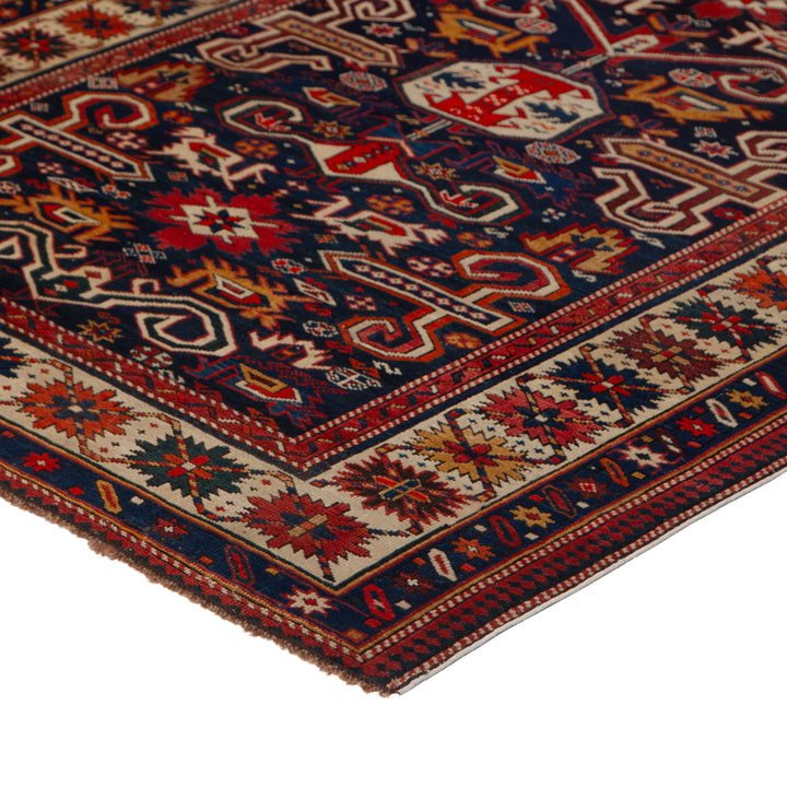 Blue Vintage Traditional Wool Rug - 3'11" x 5'1"