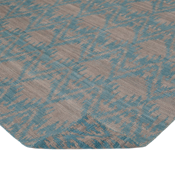 Blue Flatweave Wool Rug - 9'1" x 11'1"