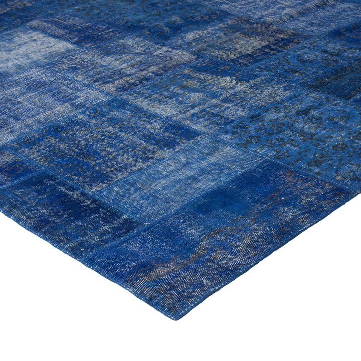Blue Patchwork Wool Rug - 11'11" x 14'11"