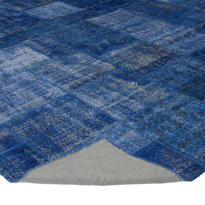 Blue Patchwork Wool Rug - 11'11" x 14'11"