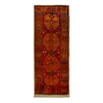 Red Vintage Traditional Anatolian Wool Rug - 4'6" x 11'2"