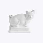 White ceramic cat figurine with glossy finish and functional design.