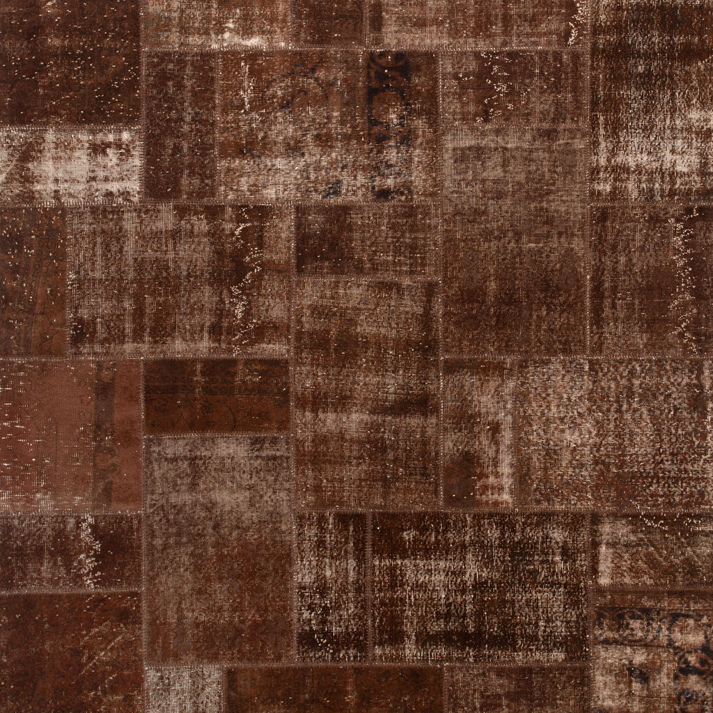 Brown Patchwork Wool Rug - 8'2" x 9'10" Default Title