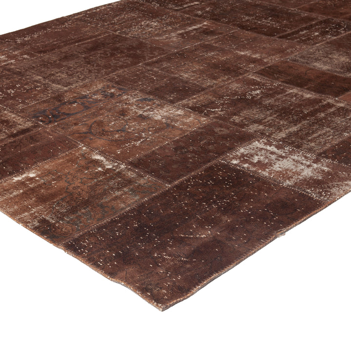 Brown Patchwork Wool Rug - 8'2" x 9'10" Default Title