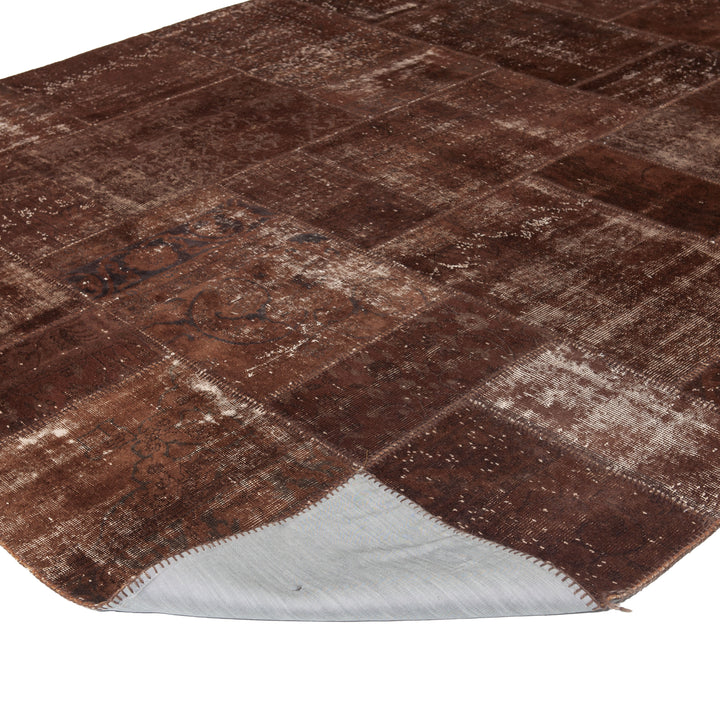 Brown Patchwork Wool Rug - 8'2" x 9'10" Default Title