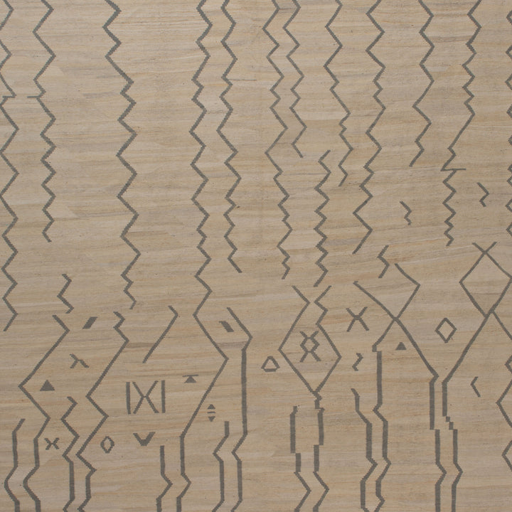 Beige Flatweave Wool Rug - 10' x 13'