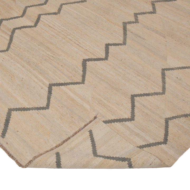 Beige Flatweave Wool Rug - 10' x 13'