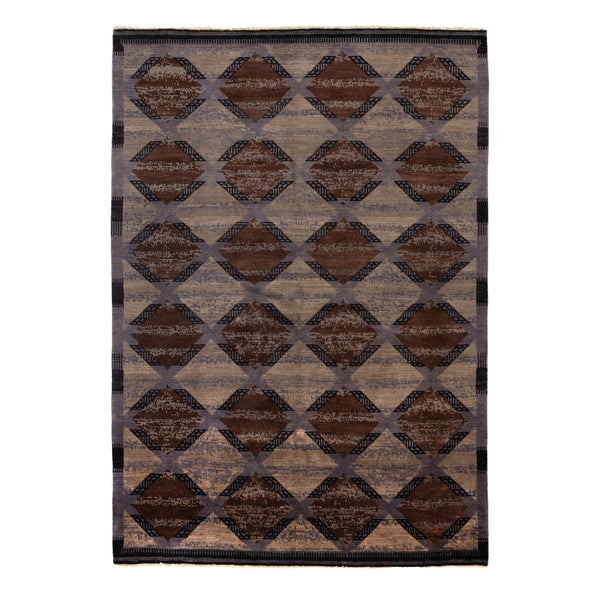 Multi Modern Wool Rug - 6'4" x 9'4"