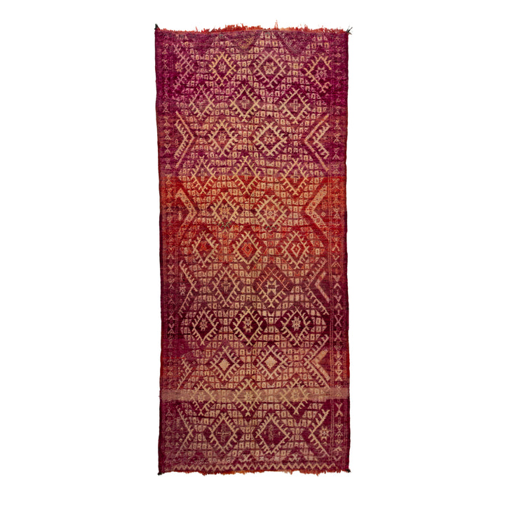 Pink Vintage Moroccan Wool Rug - 5'7" x 13'1"