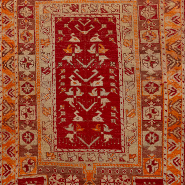 Red Vintage Traditional Wool Rug - 3'10" x 5'8"