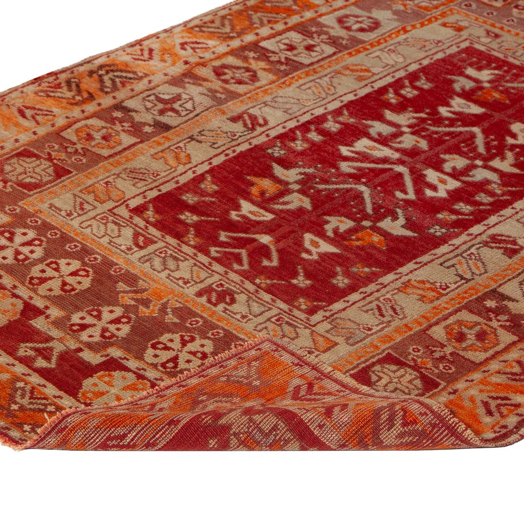 Red Vintage Traditional Wool Rug - 3'10" x 5'8"