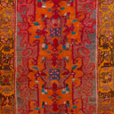 Orange Vintage Traditional Anatolian Wool Rug - 4'2" x 13'9"