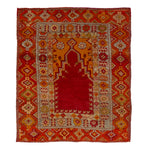 Red Vintage Traditional Wool Rug - 4'3" x 4'9"