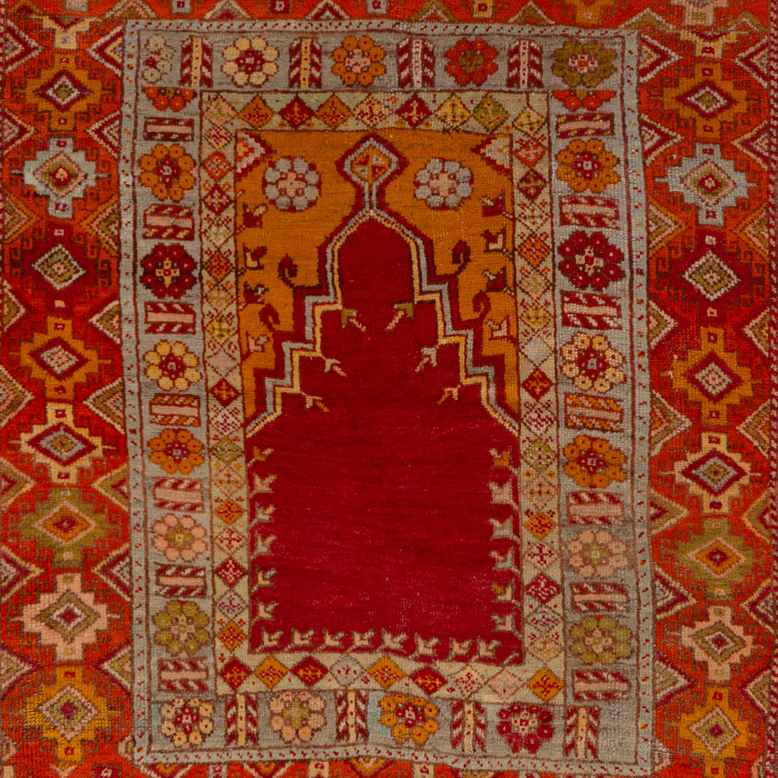 Red Vintage Traditional Wool Rug - 4'3" x 4'9"