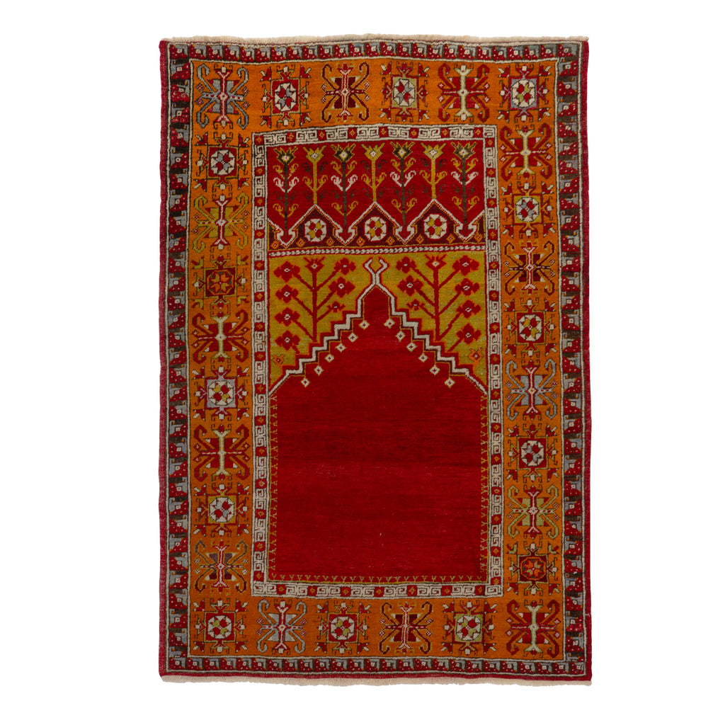 Red Vintage Traditional Wool Rug - 3'11" x 5'11"