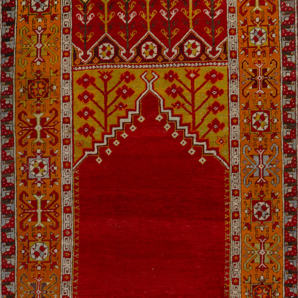 Red Vintage Traditional Wool Rug - 3'11" x 5'11"