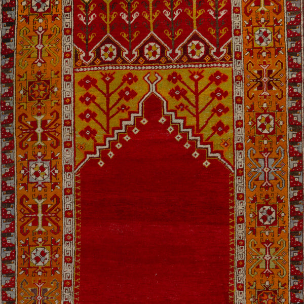 Red Vintage Traditional Wool Rug - 3'11" x 5'11"