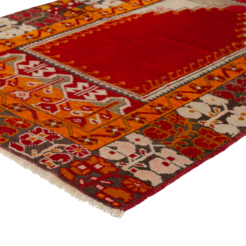 Red Vintage Traditional Wool Rug - 3'3" x 4'5"