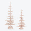 Elegant pastel Christmas tree decorations with shimmering glitter finish.