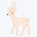 Festive glitter-covered deer figure with shimmering texture for Christmas decor.