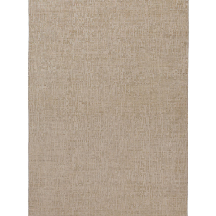 White Modern Wool Silk Blend Rug - 6' x 15'