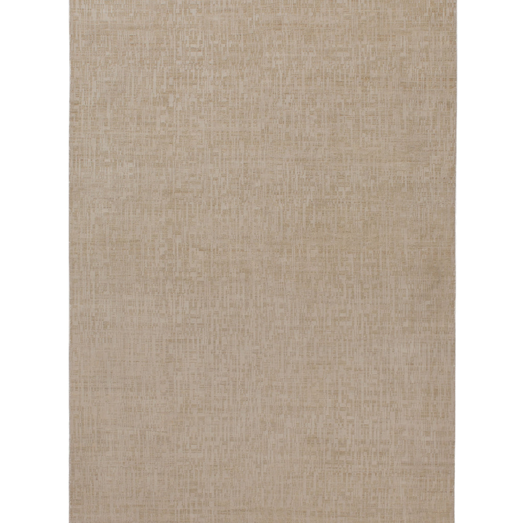 White Modern Wool Silk Blend Rug - 6' x 15'