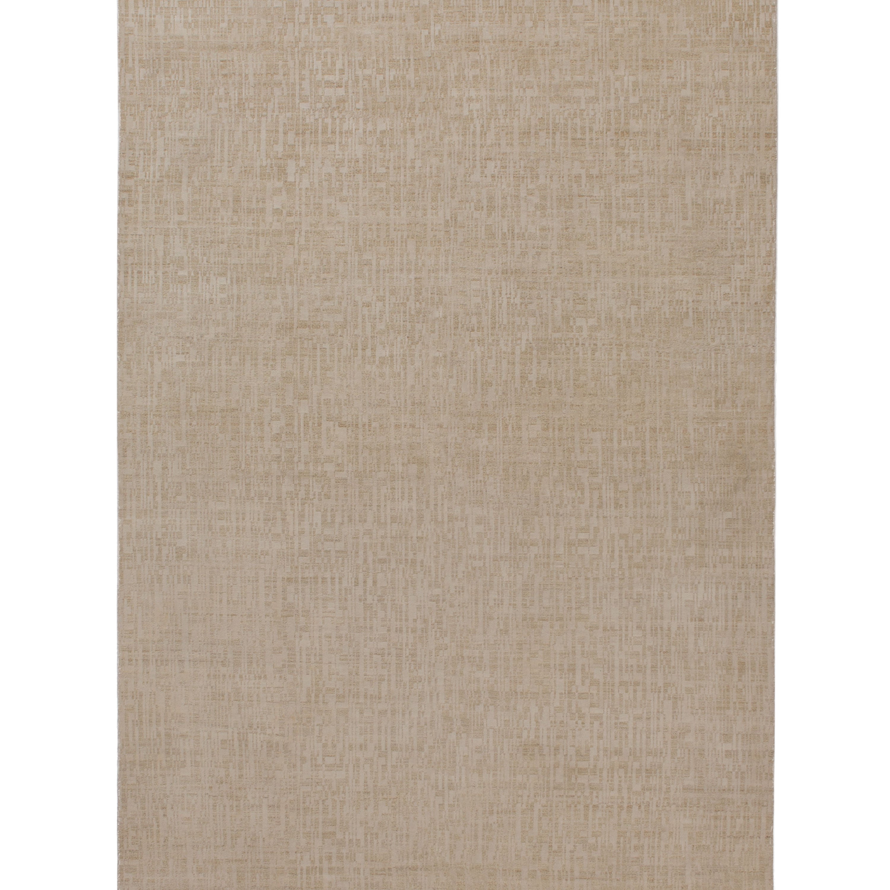 White Modern Wool Silk Blend Rug - 6' x 15'