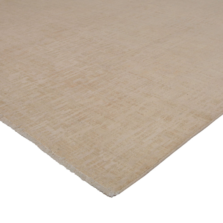 White Modern Wool Silk Blend Rug - 6' x 15'