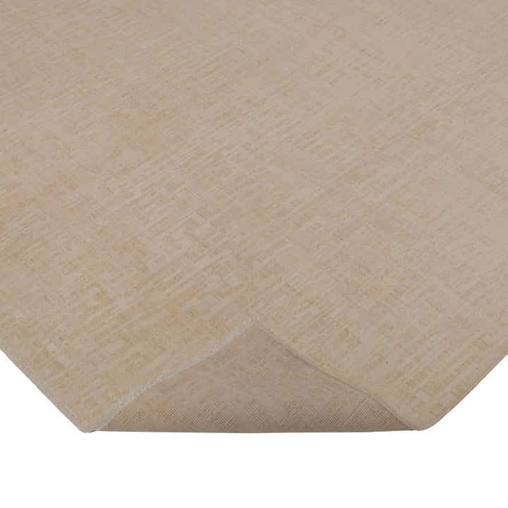 White Modern Wool Silk Blend Rug - 6' x 15'