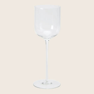 Elegant wine glass with classic design on white background.