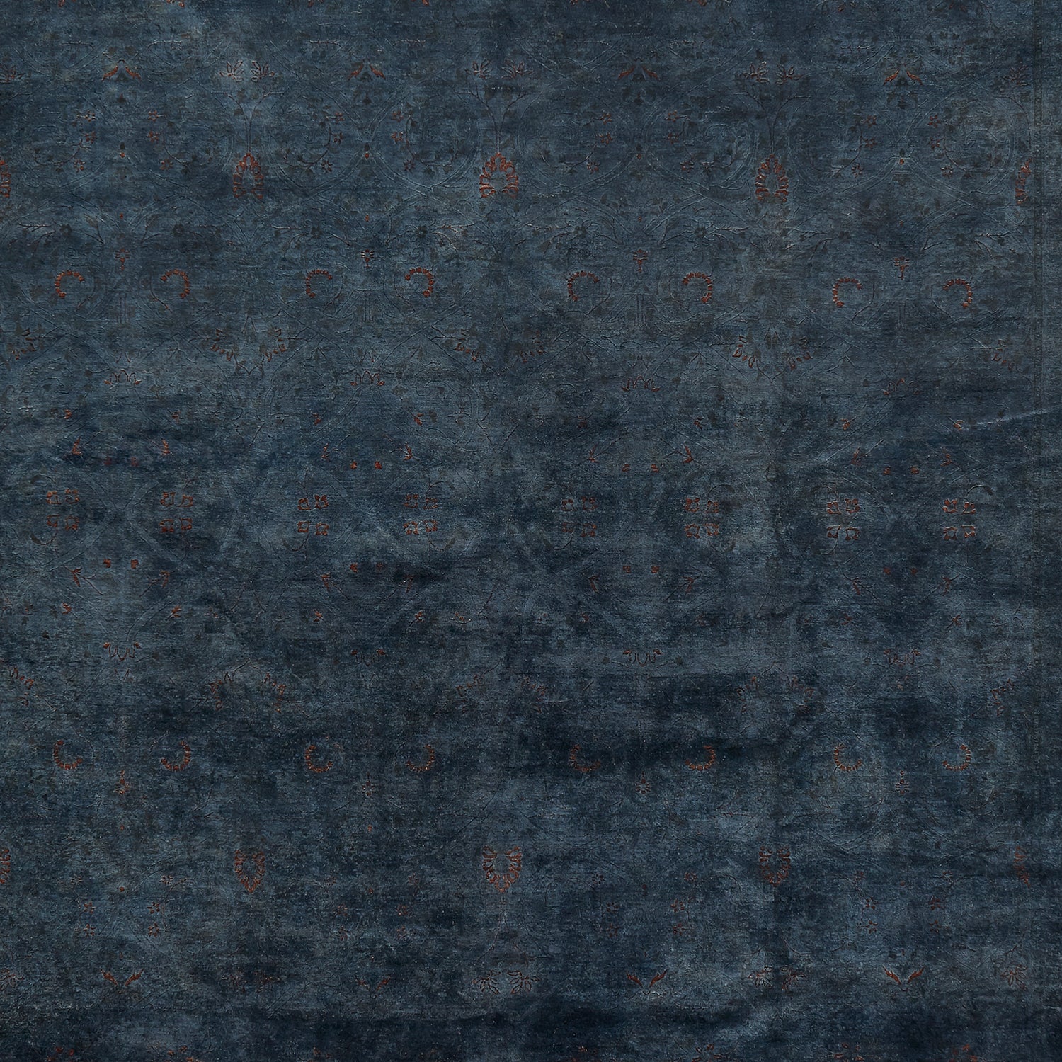 High-resolution scan of distressed fabric in shades of navy blue