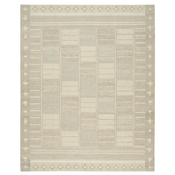 Beige Flatweave Wool Cotton Blend Rug - 9'4" x 11'8"