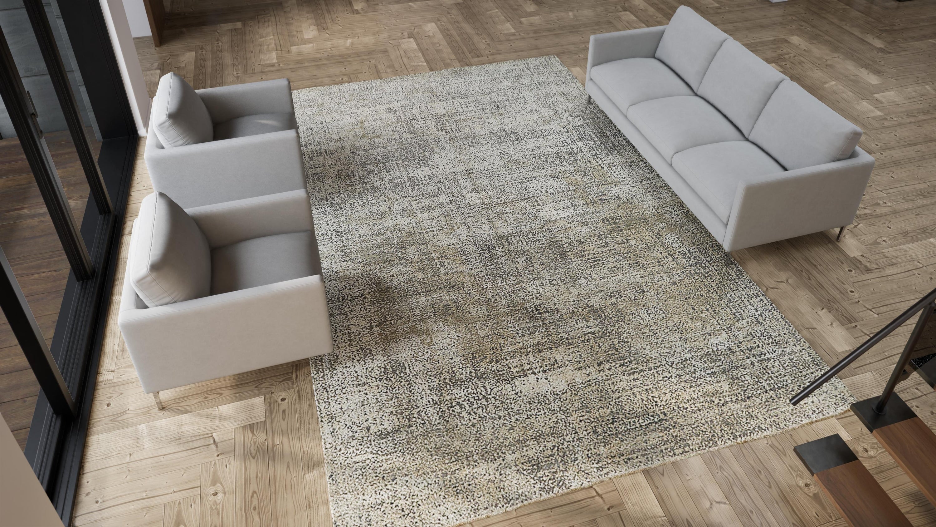 Grey Traditional Wool Silk Blend Rug - 9'11" x 14'2"