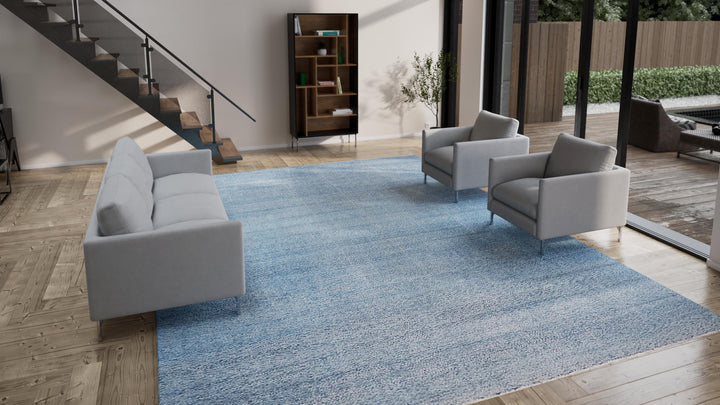 Blue Transitional Silk Rug - 12' x 16'