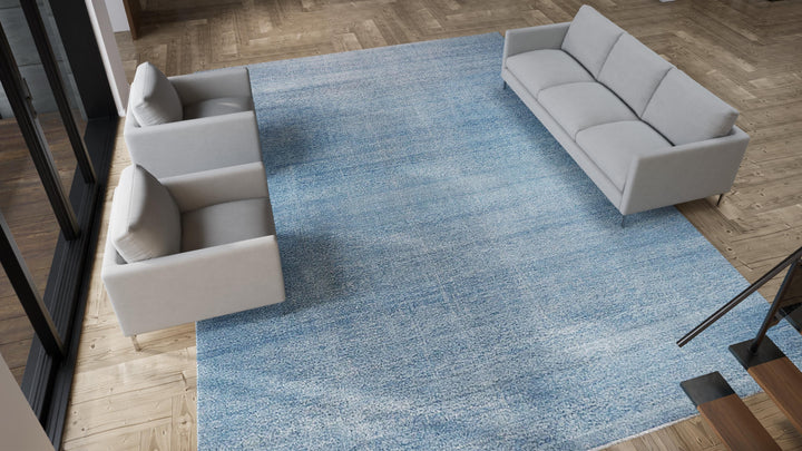 Blue Transitional Silk Rug - 12' x 16'