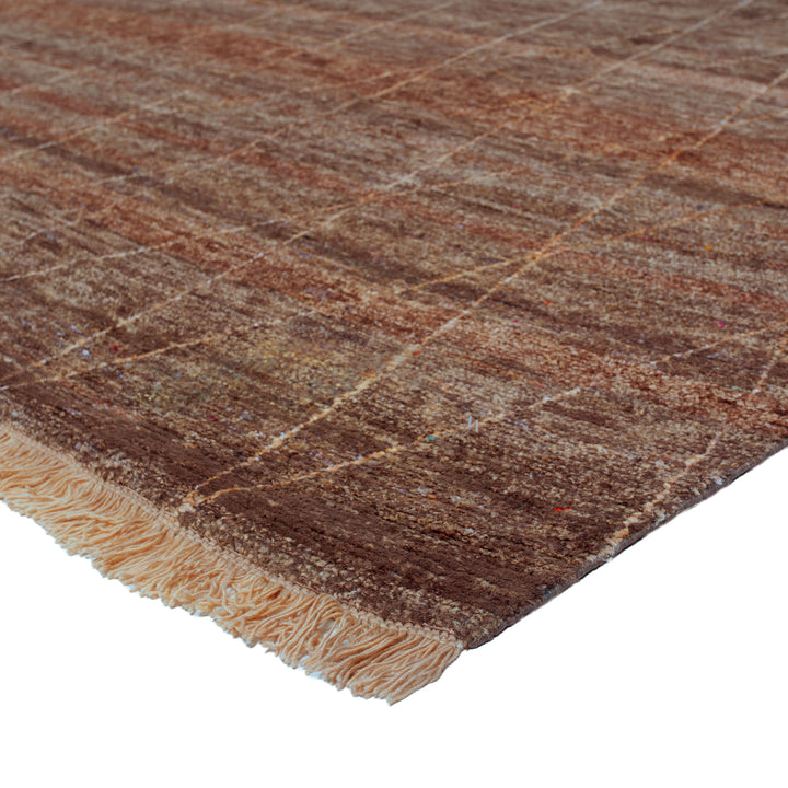 Brown Modern Silk Rug - 10'1" x 15'1"