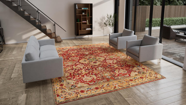 Red Traditional Wool Rug - 10'2" x 13'