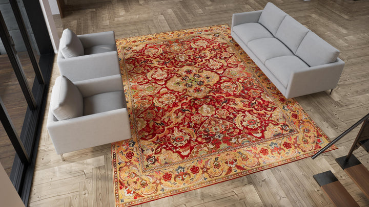 Red Traditional Wool Rug - 10'2" x 13'