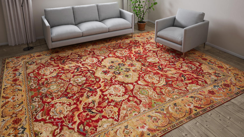 Red Traditional Wool Rug - 10'2" x 13'