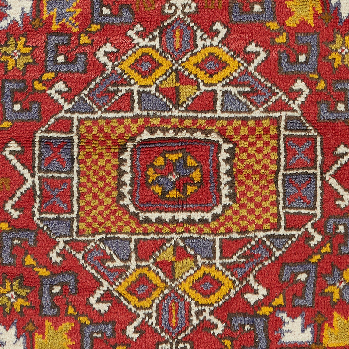 Red Vintage Canakkale Wool Rug - 4'1" x 6'
