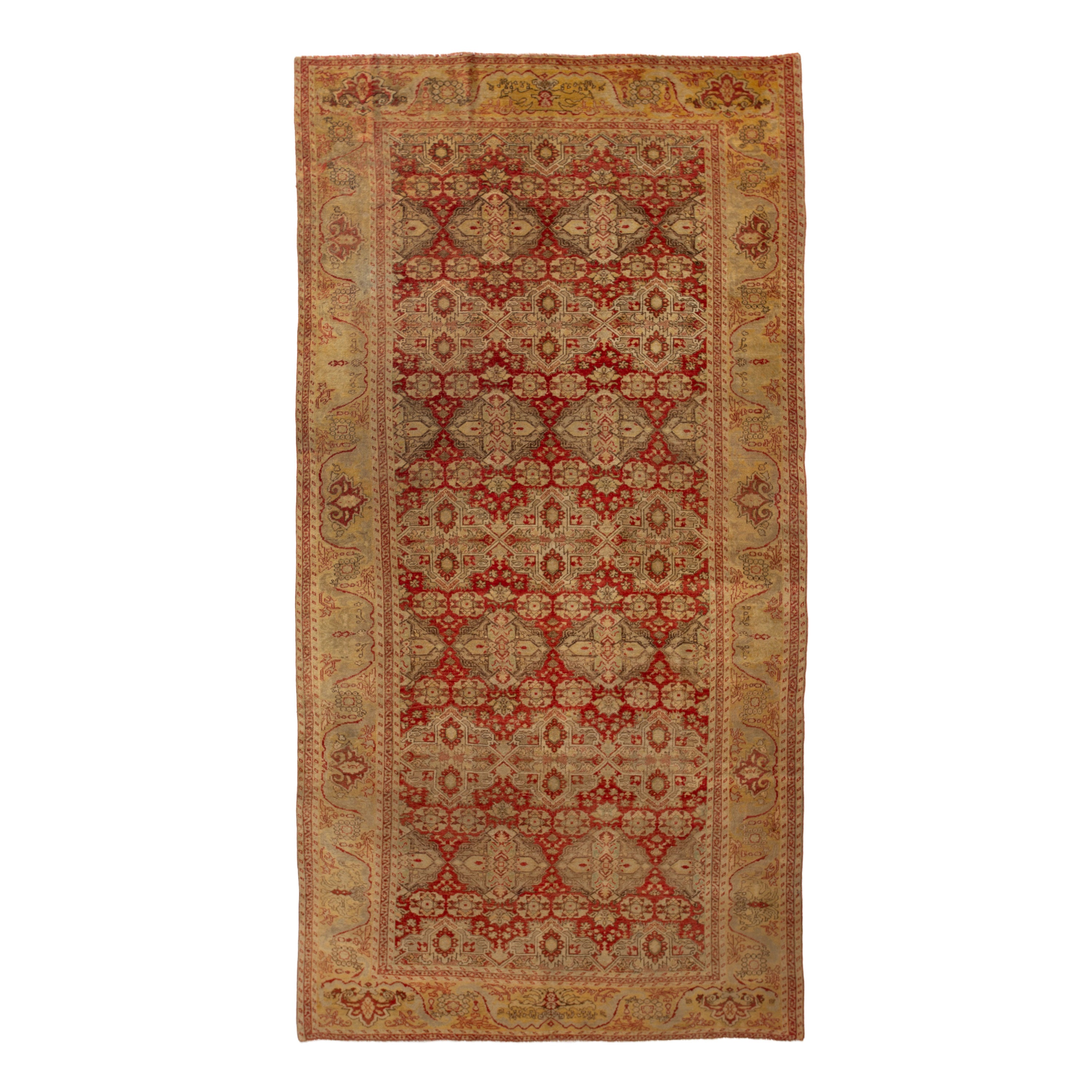 Orange Vintage Traditional Wool Rug - 6'04" x 12'1"