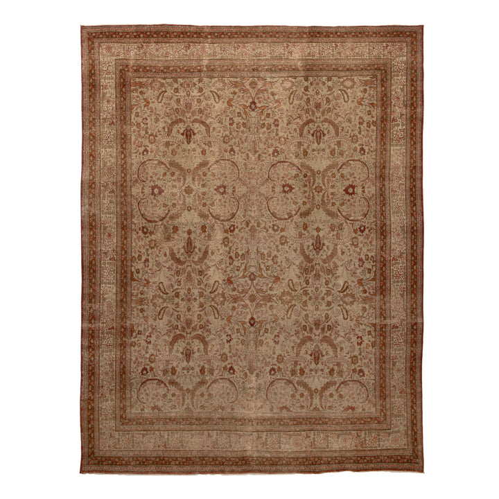 Brown Vintage Traditional Wool Rug - 9'3" x 11'10"