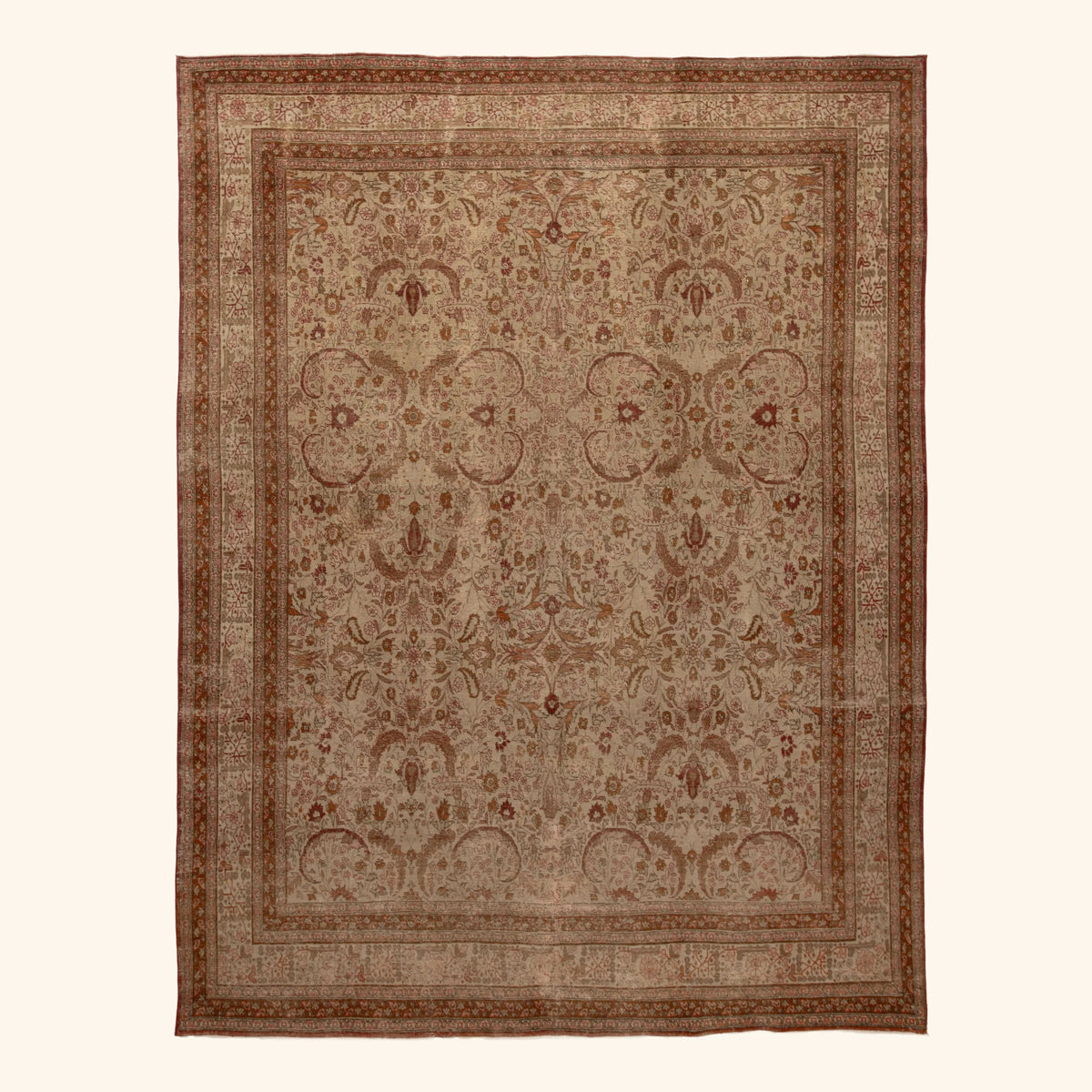 Brown Vintage Traditional Wool Rug - 9'3