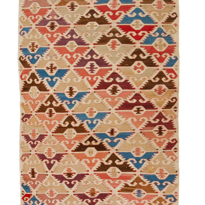Vintage Anatolian Wool Flatweave Rug - 2'9" x 10'11"