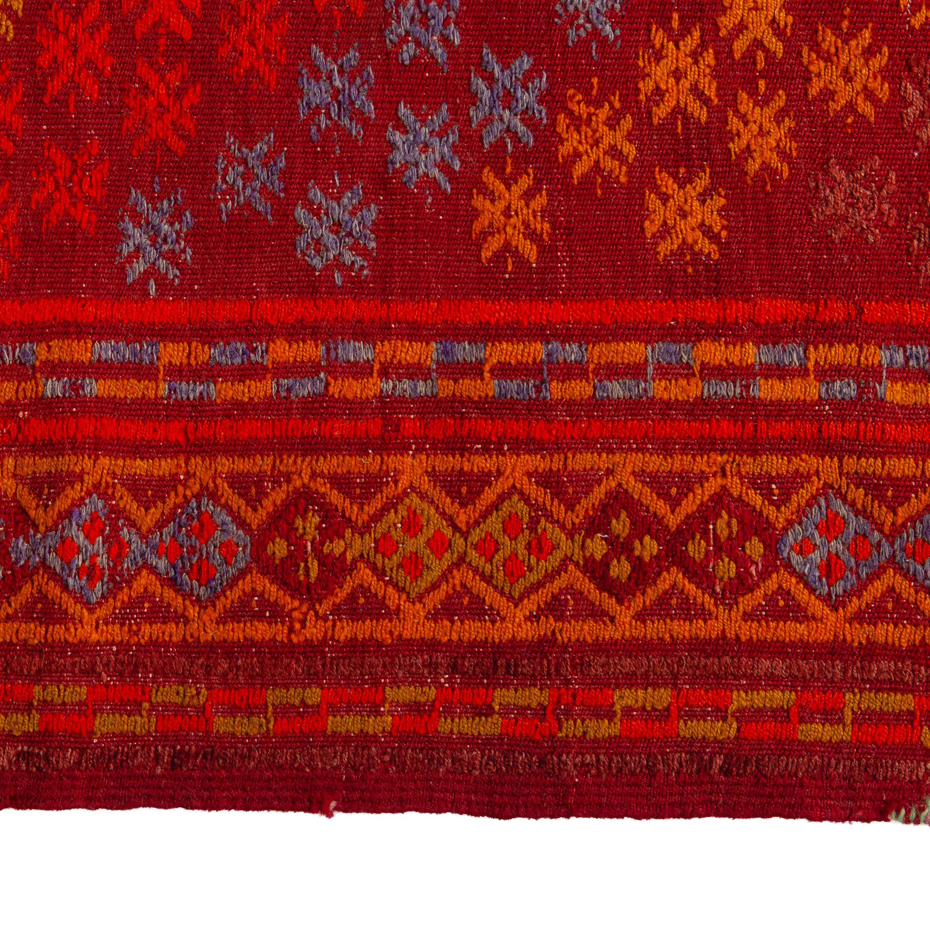 Red Vintage Traditional Anatolian Wool Rug - 5'9" x 11'2"