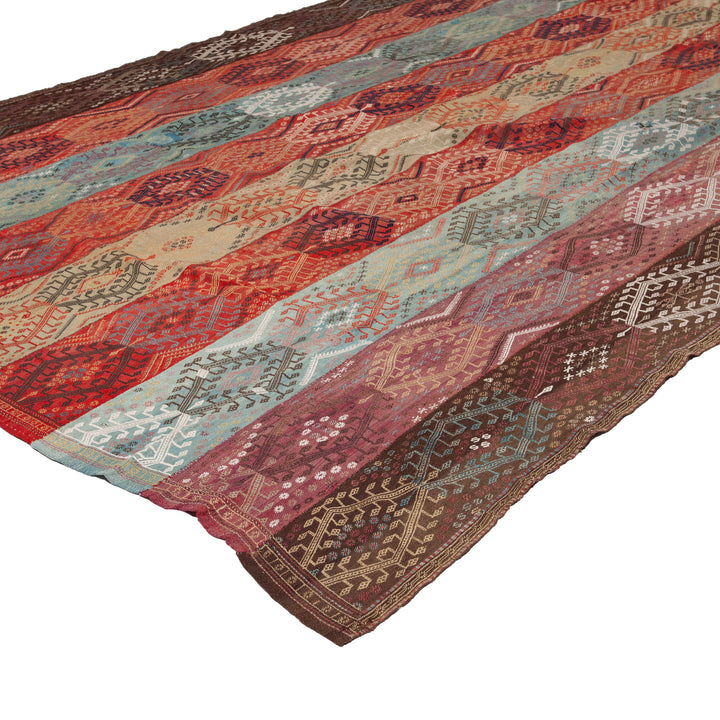 Multi Vintage Flatweave Wool Rug - 8'2" x 17'11" Default Title