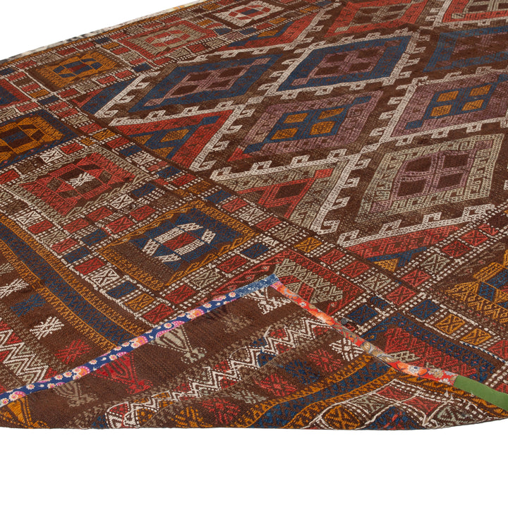 Red Vintage Flatweave Wool Turkish Kilim - 5'10" x 11'9"